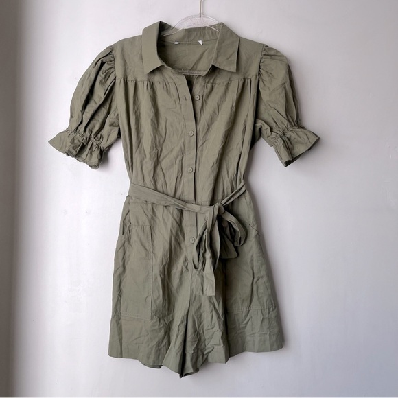 Petal & Pup Riley Olive Green Waist Tie Romper M - Picture 11 of 13